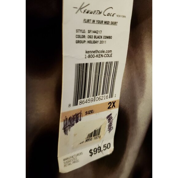 Kenneth Cole Animal Print Flirty  Spotted Black and Grey Mini Skirt Size 2X NWT - Picture 8 of 8